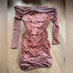 Elegant Pink Ruched Dress